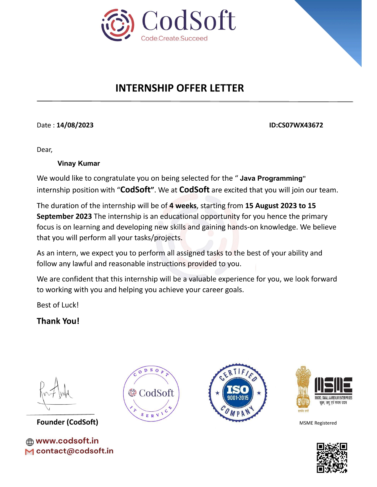 Offer Letter 1